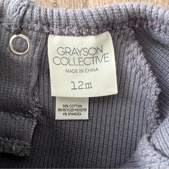 Grayson Collective Boys 2 Pc Outfit 12M Blue Ribbed Bodysuit Green Mushroom Set - Picture 10 of 11